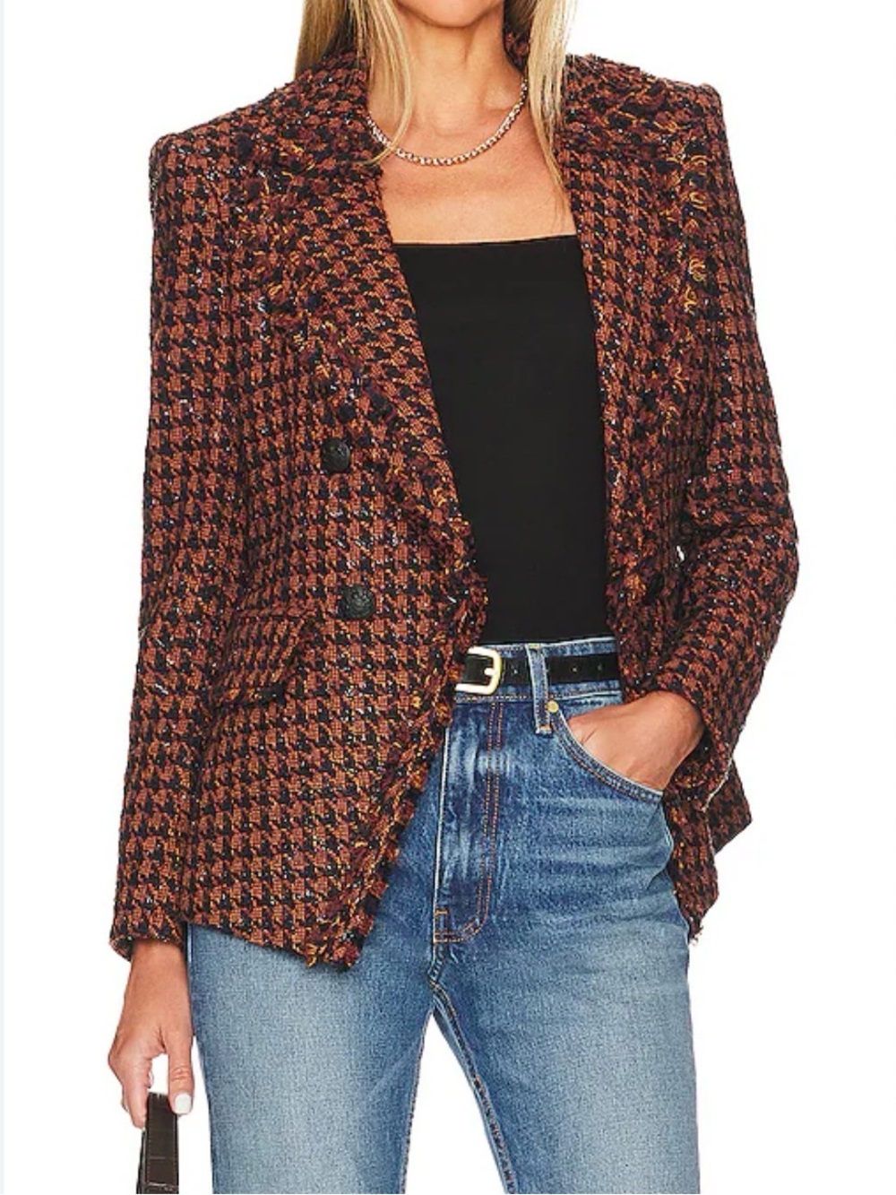 🆕 Veronica Beard Taja Dickey Jacket – Double-breasted Blazer (Cognac Multi) - 12